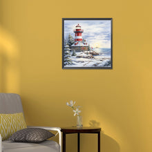 Load image into Gallery viewer, Diamond Painting - Full Round -Christmas winter snowflake lighthouse (30*30CM)
