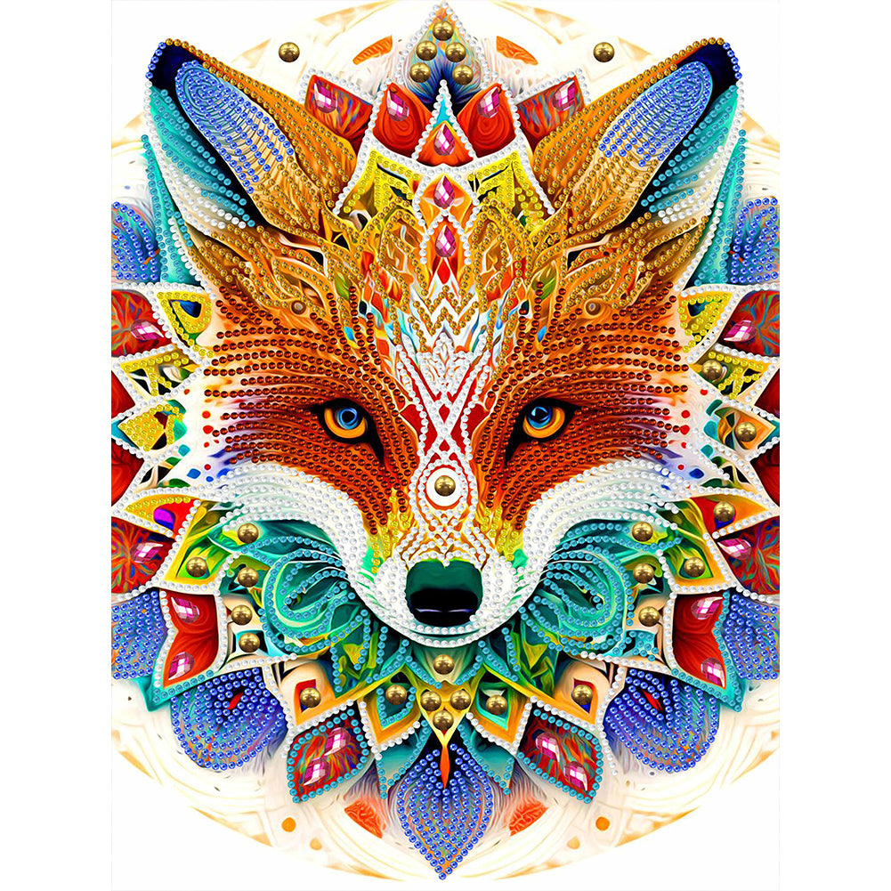 Diamond Painting - Partial Special Shaped -mandala fox (30*40CM)