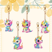 Load image into Gallery viewer, Dinosaur Diamond Art Key Rings Double Sided 6Pcs Keychain Supplies Gift for Kids
