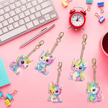 Load image into Gallery viewer, Dinosaur Diamond Art Key Rings Double Sided 6Pcs Keychain Supplies Gift for Kids
