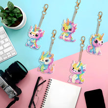 Load image into Gallery viewer, Dinosaur Diamond Art Key Rings Double Sided 6Pcs Keychain Supplies Gift for Kids
