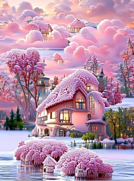 AB Diamond Painting - Full Round - Pink Castle (40*55cm)