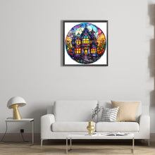 Load image into Gallery viewer, Diamond Painting - Full Round -Halloween Pumpkin Skeleton Haunted House Glass Art (30*30CM)
