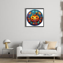 Load image into Gallery viewer, Diamond Painting - Full Round -Halloween Pumpkin Skeleton Haunted House Glass Art (30*30CM)
