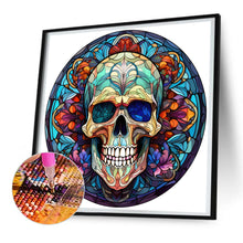 Load image into Gallery viewer, Diamond Painting - Full Round -Halloween Pumpkin Skeleton Haunted House Glass Art (30*30CM)
