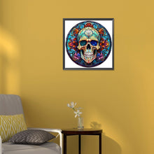 Load image into Gallery viewer, Diamond Painting - Full Round -Halloween Pumpkin Skeleton Haunted House Glass Art (30*30CM)
