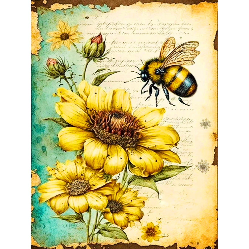 Diamond Painting - Full Round - sunflower and bee (30*40CM)