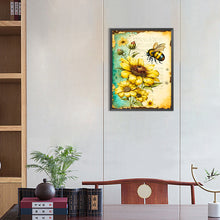Load image into Gallery viewer, Diamond Painting - Full Round - sunflower and bee (30*40CM)
