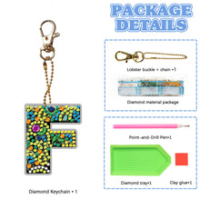 Load image into Gallery viewer, DIY Pocket Mirror Handmade Gem Keychains Letters Lady Bag Pendant (F)
