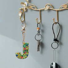 Load image into Gallery viewer, DIY Pocket Mirror Handmade Gem Keychains Letters Lady Bag Pendant (J)
