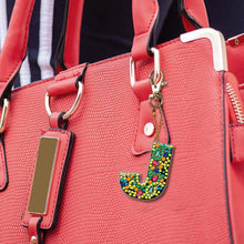 Load image into Gallery viewer, DIY Pocket Mirror Handmade Gem Keychains Letters Lady Bag Pendant (J)
