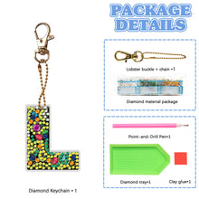 Load image into Gallery viewer, DIY Pocket Mirror Handmade Gem Keychains Letters Lady Bag Pendant (L)
