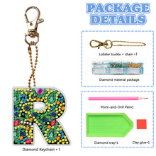 Load image into Gallery viewer, DIY Pocket Mirror Handmade Gem Keychains Letters Lady Bag Pendant (R)

