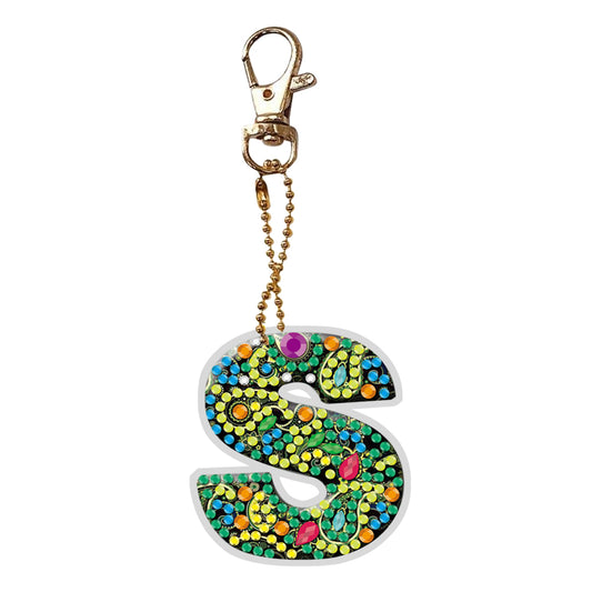 DIY Pocket Mirror Handmade Gem Keychains Letters Lady Bag Pendant (S)