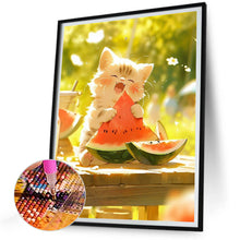 Load image into Gallery viewer, Diamond Painting - Full Round - kitten eating watermelon (30*40CM)
