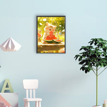 Load image into Gallery viewer, Diamond Painting - Full Round - kitten eating watermelon (30*40CM)
