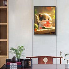 Load image into Gallery viewer, Diamond Painting - Full Round - kitten eating watermelon (30*40CM)
