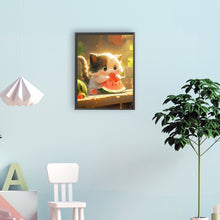 Load image into Gallery viewer, Diamond Painting - Full Round - kitten eating watermelon (30*40CM)
