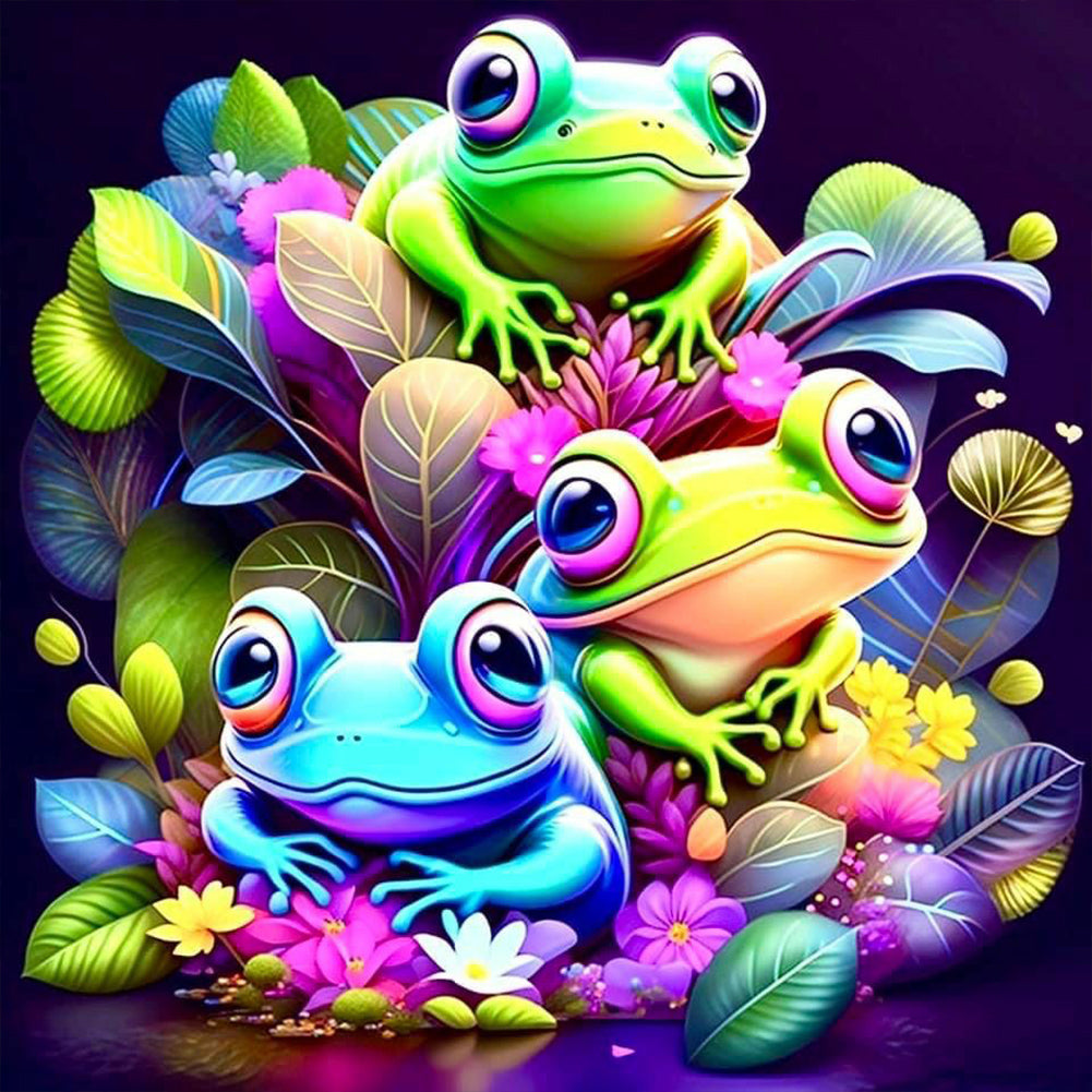 Diamond Painting - Full Round - three little frogs (30*30CM)