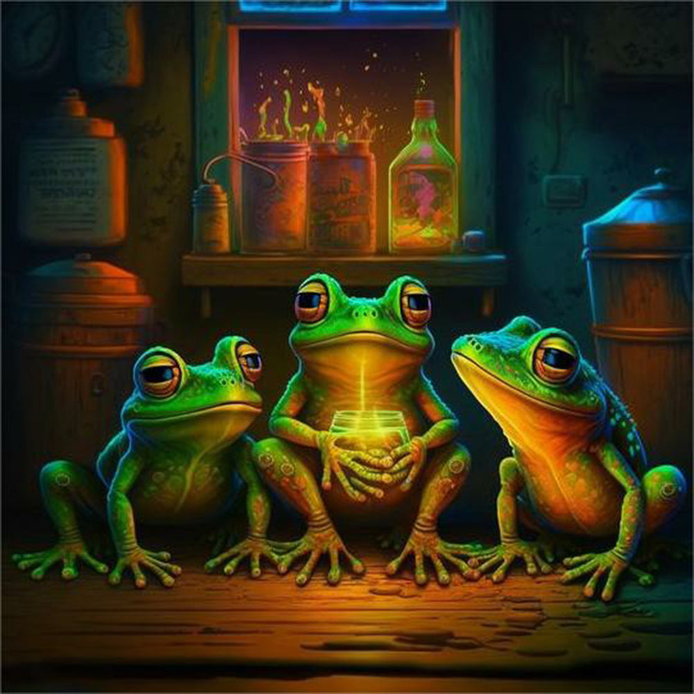 Diamond Painting - Full Round - three little frogs (30*30CM)