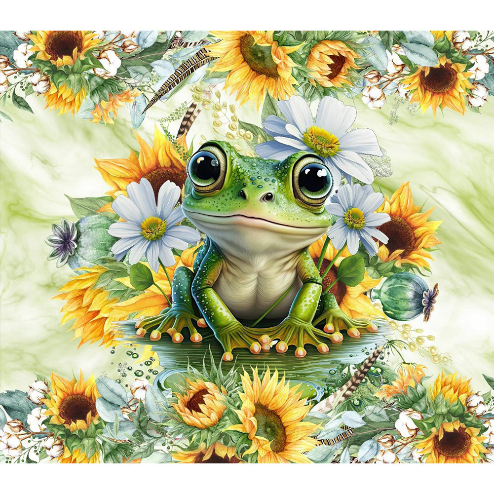 Diamond Painting - Full Round - sunflower frog (40*35CM)
