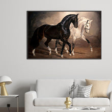 Load image into Gallery viewer, Diamond Painting - Full Square -black horse white horse (70*45CM)
