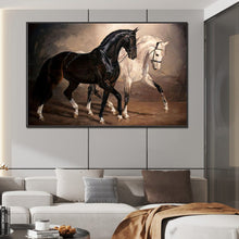 Load image into Gallery viewer, Diamond Painting - Full Square -black horse white horse (70*45CM)
