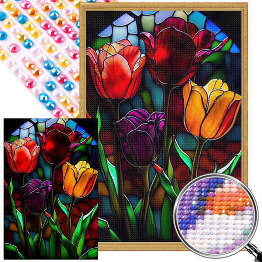 AB Diamond Painting - Full Round -tulip glass art (40*60CM)