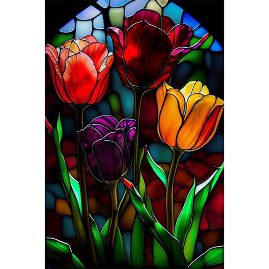 AB Diamond Painting - Full Round -tulip glass art (40*60CM)