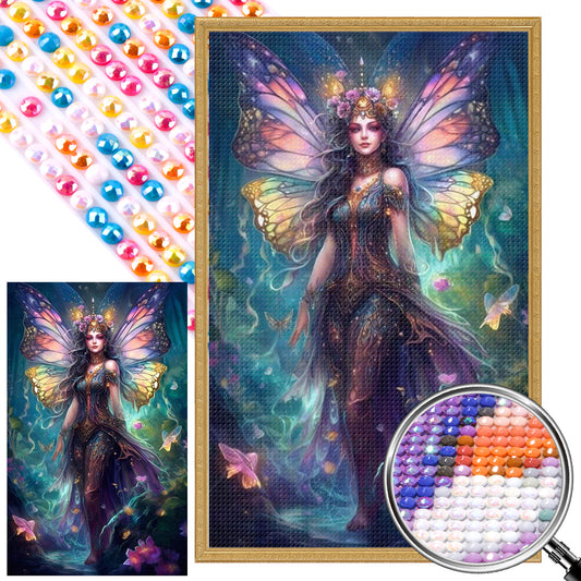 AB Diamond Painting - Full Round - butterfly girl (40*65CM)