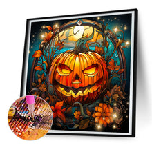 Load image into Gallery viewer, Diamond Painting - Full Round - Halloween funny pumpkin glass painting (30*30CM)
