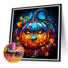 Load image into Gallery viewer, Diamond Painting - Full Round - Halloween funny pumpkin glass painting (30*30CM)
