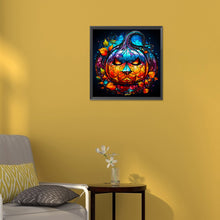 Load image into Gallery viewer, Diamond Painting - Full Round - Halloween funny pumpkin glass painting (30*30CM)

