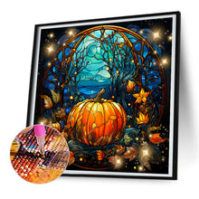 Load image into Gallery viewer, Diamond Painting - Full Round - Halloween funny pumpkin glass painting (30*30CM)
