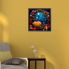 Load image into Gallery viewer, Diamond Painting - Full Round - Halloween funny pumpkin glass painting (30*30CM)
