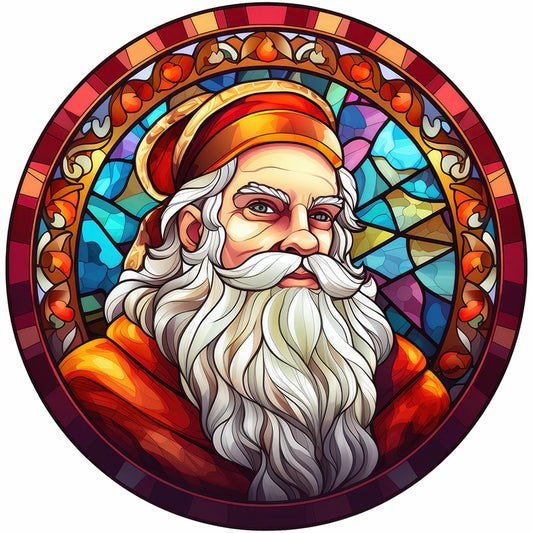 Diamond Painting - Full Round - Christmas Santa Glass Painting (30*30CM)