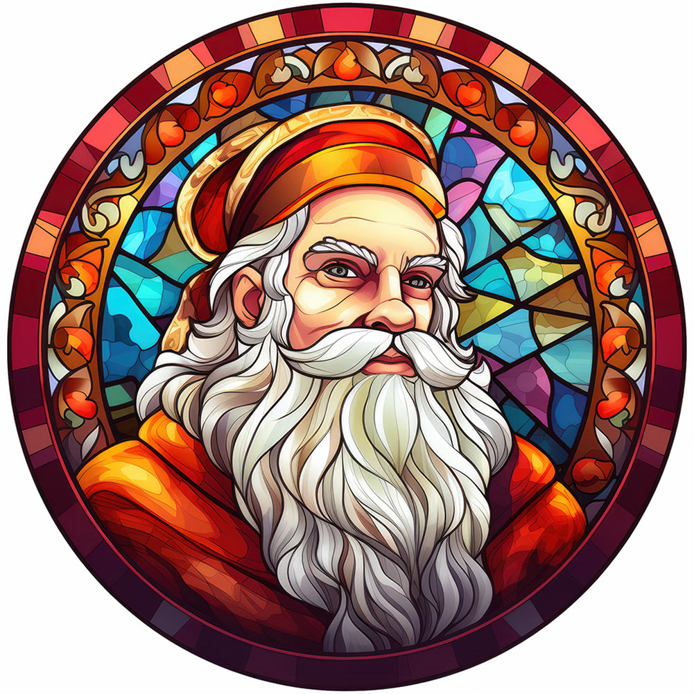 Diamond Painting - Full Round - Christmas Santa Glass Painting (30*30CM)