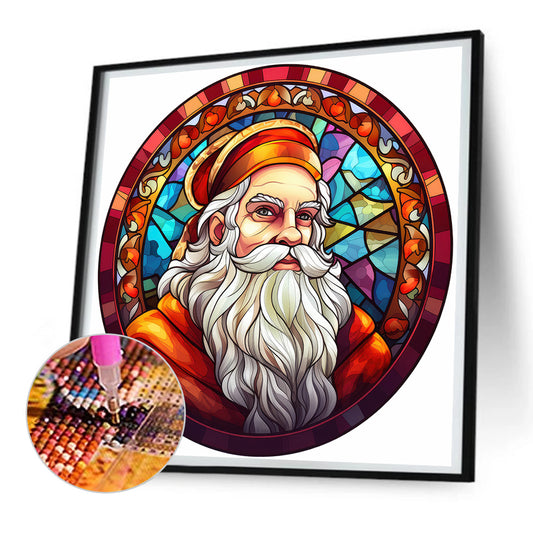 Diamond Painting - Full Round - Christmas Santa Glass Painting (30*30CM)