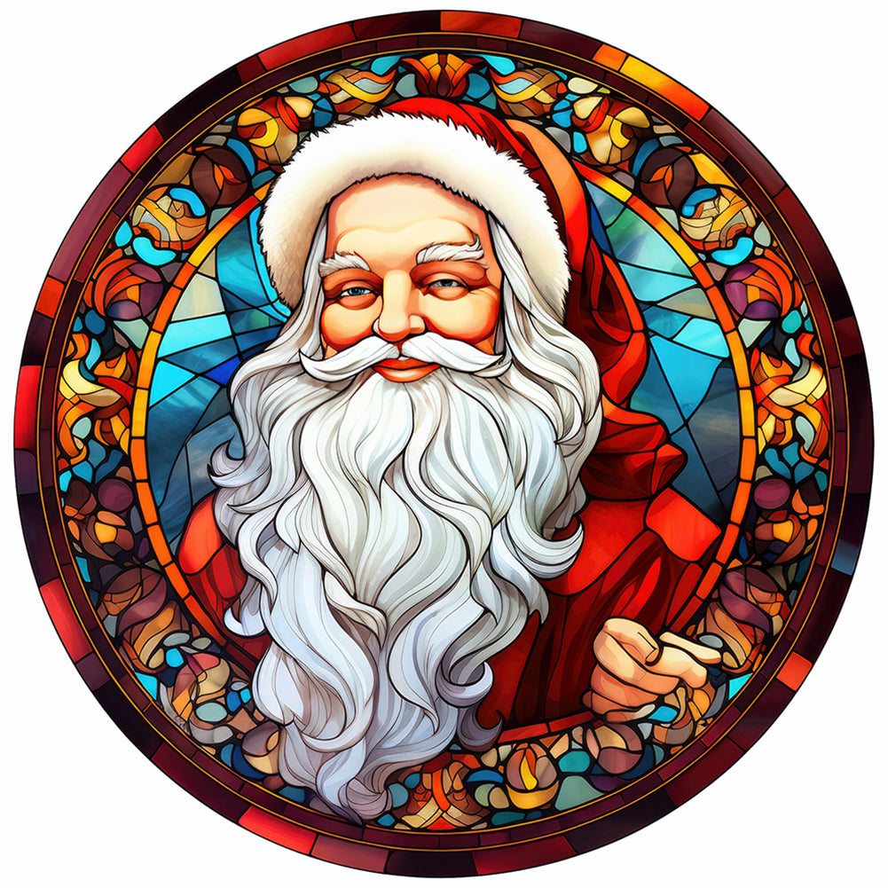 Diamond Painting - Full Round - Christmas Santa Glass Painting (30*30CM)