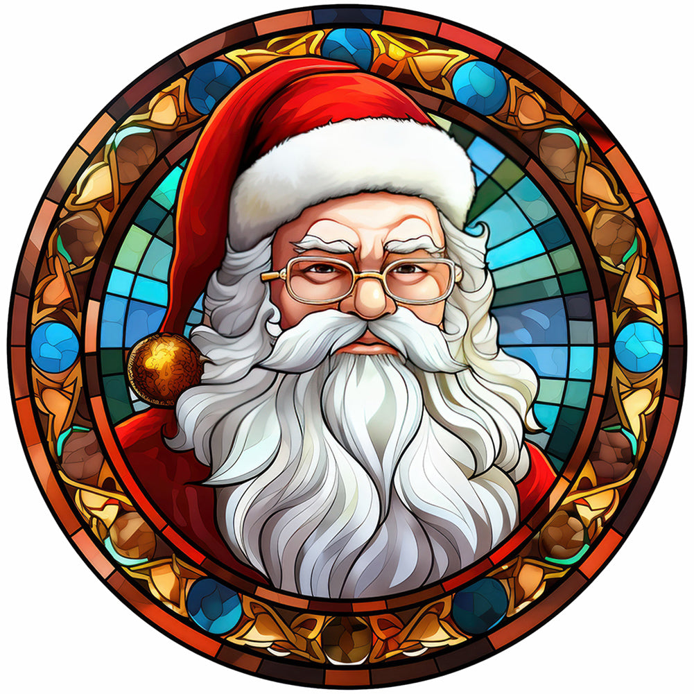 Diamond Painting - Full Round - Christmas Santa Glass Painting (30*30CM)