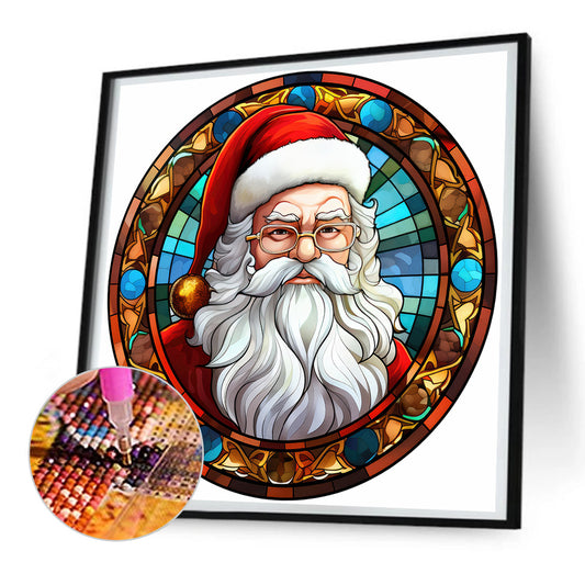 Diamond Painting - Full Round - Christmas Santa Glass Painting (30*30CM)
