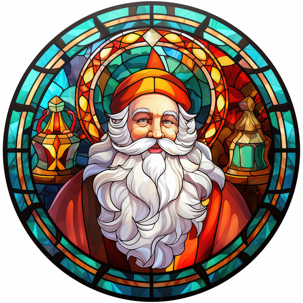 Diamond Painting - Full Round - Christmas Santa Glass Painting (30*30CM)