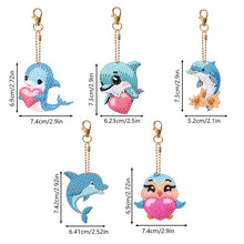 Load image into Gallery viewer, DIY Diamond Art Keychains Double Sided 5pcs Gem Keychains(Dolphin)
