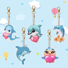 Load image into Gallery viewer, DIY Diamond Art Keychains Double Sided 5pcs Gem Keychains(Dolphin)
