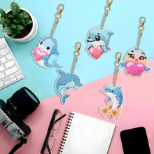 Load image into Gallery viewer, DIY Diamond Art Keychains Double Sided 5pcs Gem Keychains(Dolphin)
