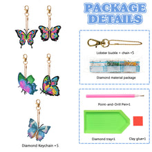 Load image into Gallery viewer, DIY Diamond Art Keychains Double Sided 5pcs Gem Keychains(Butterfly)
