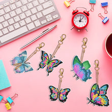 Load image into Gallery viewer, DIY Diamond Art Keychains Double Sided 5pcs Gem Keychains(Butterfly)
