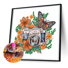 Load image into Gallery viewer, Diamond Painting - Partial Special Shaped - butterfly flower nostalgic camera (30*30CM)
