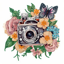 Load image into Gallery viewer, Diamond Painting - Partial Special Shaped - butterfly flower nostalgic camera (30*30CM)
