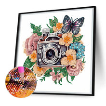 Load image into Gallery viewer, Diamond Painting - Partial Special Shaped - butterfly flower nostalgic camera (30*30CM)
